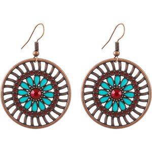 Bronze Flower Statement Vintage Cute Long Summer Earring for Women Jewelry